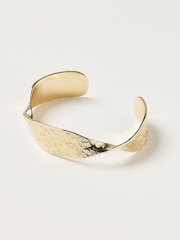 Oliver Bonas Gold Plated Sculptural Twist Cuff Bangle - Image 4 of 5