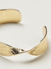 Oliver Bonas Gold Plated Sculptural Twist Cuff Bangle - Image 5 of 5