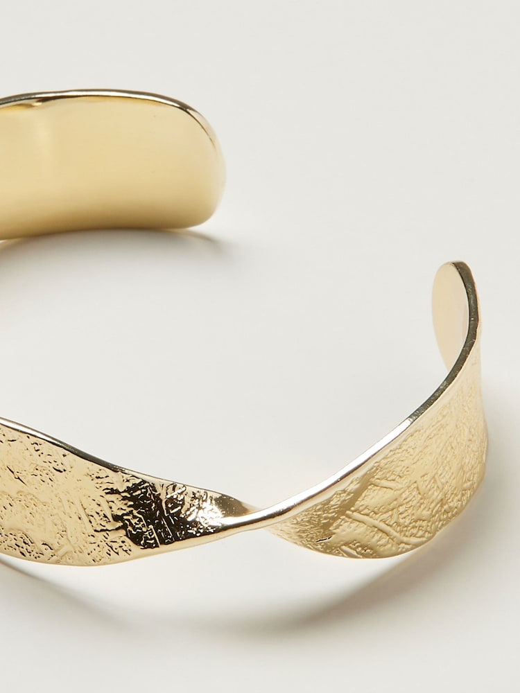 Oliver Bonas Gold Plated Sculptural Twist Cuff Bangle - Image 5 of 5
