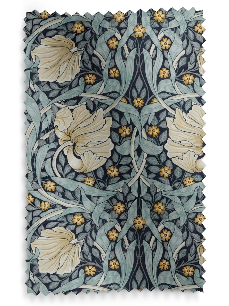 William Morris At Home Indigo Blue Pimpernel Velvet Made to Measure Curtains - Image 9 of 9
