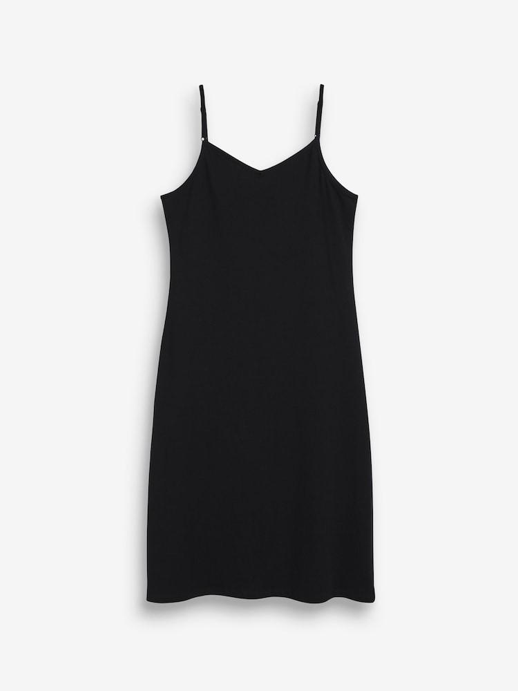 Black/White Naturally Cooling Cotton Midi Slips 2 Pack - Image 2 of 4