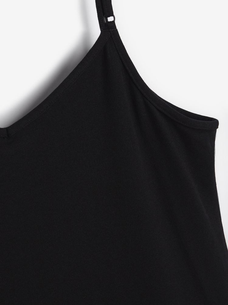 Black/White Naturally Cooling Cotton Midi Slips 2 Pack - Image 4 of 4