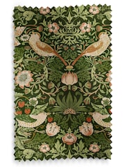 William Morris At Home Green Strawberry Thief Velvet Made to Measure Curtains - Image 9 of 9