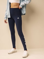 adidas Navy Essentials Linear Logo Leggings - Image 1 of 5