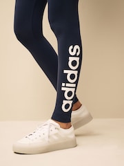 adidas Navy Essentials Linear Logo Leggings - Image 4 of 5