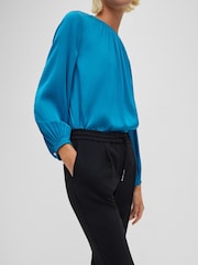BOSS Black Regular Fit Crease Resistant Japanese Crepe Cropped Trousers - Image 4 of 6