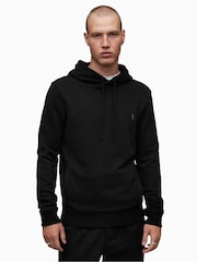 AllSaints Black Chrome 100% Cotton Raven Overhead Hoodie - Image 1 of 5