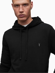 AllSaints Black Chrome 100% Cotton Raven Overhead Hoodie - Image 4 of 5