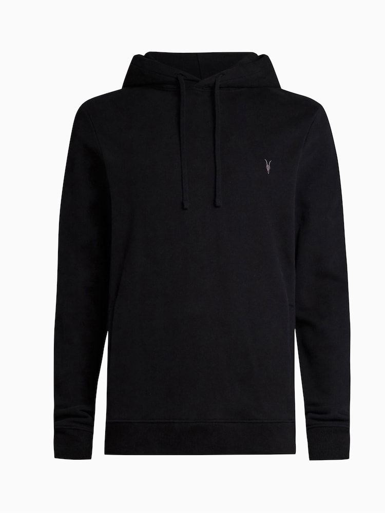 AllSaints Black Chrome 100% Cotton Raven Overhead Hoodie - Image 5 of 5