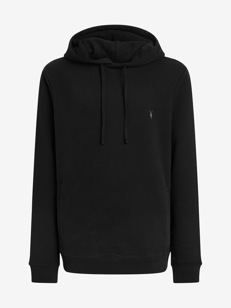AllSaints Black Chrome 100% Cotton Raven Overhead Hoodie - Image 6 of 6