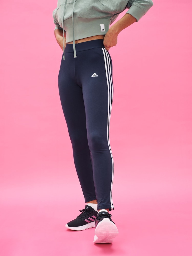 adidas Navy Sportswear 3 Stripes Leggings - Image 1 of 4