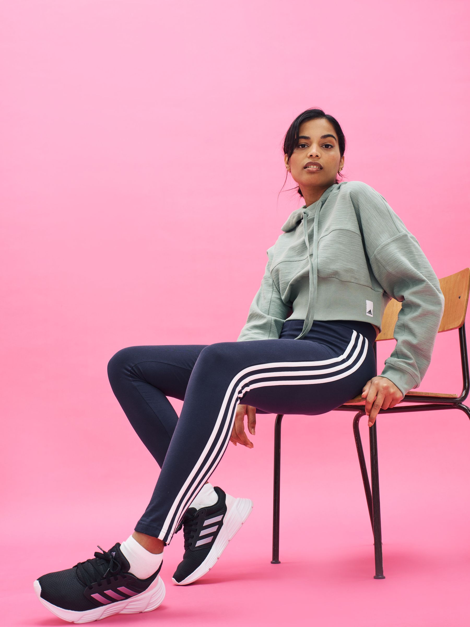 Navy adidas 3 stripe leggings clearance