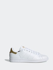 adidas Originals White/Gold Stan Smith Trainers - Image 1 of 9