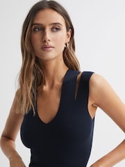 Reiss Navy Nina Fitted Double Strap Knit Vest - Image 3 of 4