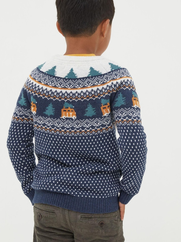 FatFace Blue Camper Yoke Fairisle Jumper - Image 2 of 4