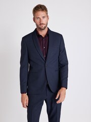 Blue Slim Fit Puppytooth Tuxedo Suit: Jacket - Image 1 of 17