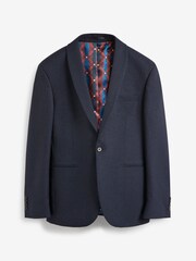 Blue Slim Fit Puppytooth Tuxedo Suit: Jacket - Image 11 of 17