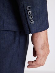 Blue Slim Fit Puppytooth Tuxedo Suit: Jacket - Image 4 of 17