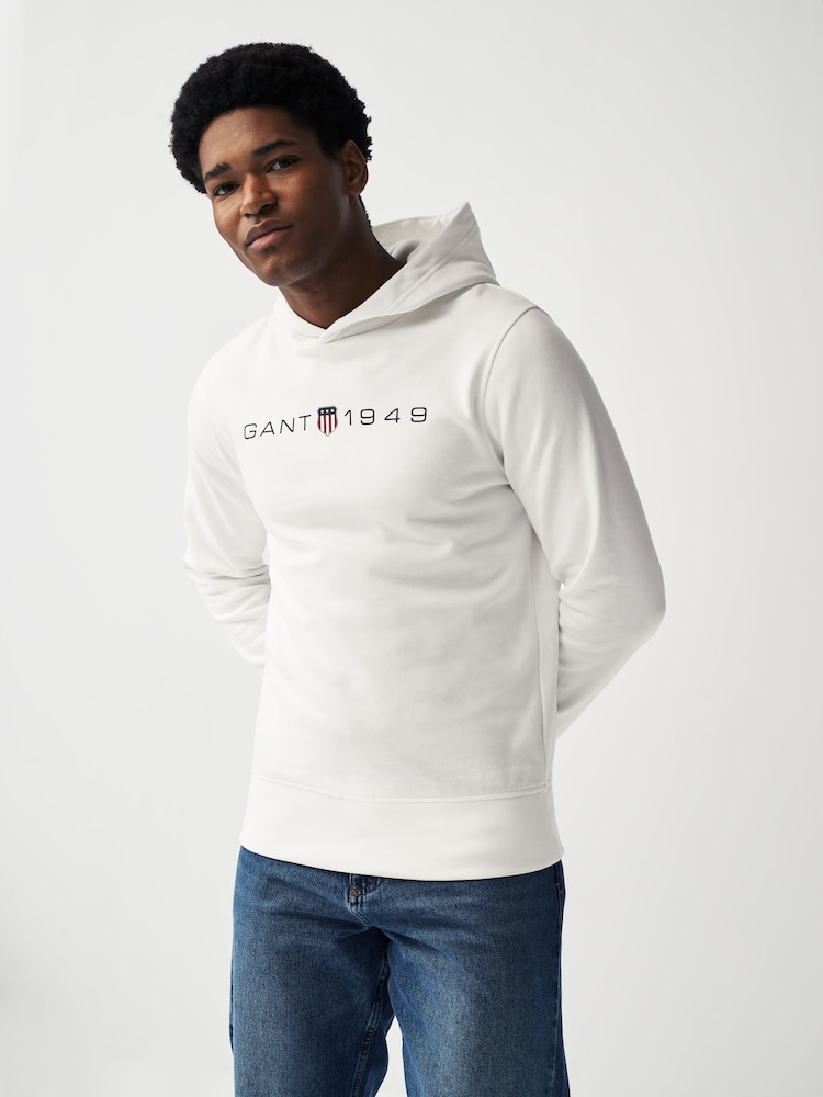 GANT Cream Eggshell Printed Graphic Hoodie - Image 1 of 1