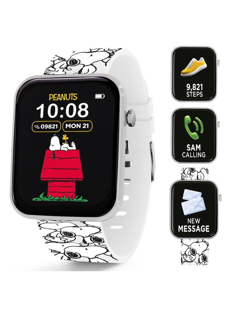 Peers Hardy White Peanuts Snoopy White Printed Strap Smart Watch - Image 2 of 6 Peers Hardy White Peanuts Snoopy White Printed Strap Smart Watch - Image 2 of 6