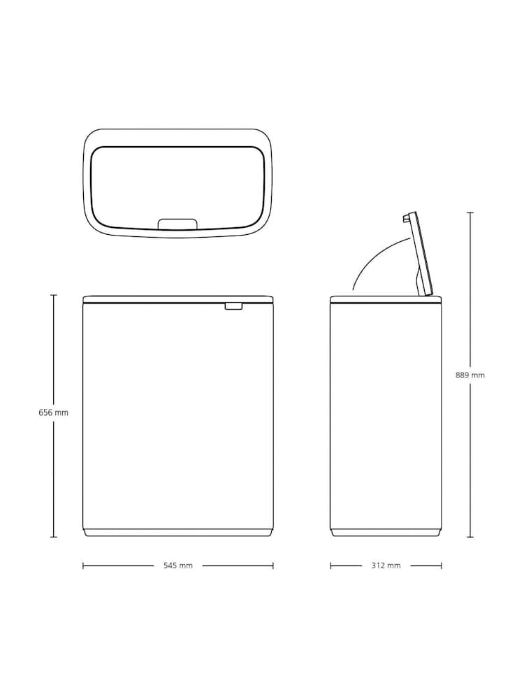 Brabantia Matt Black Bo Touch 60L Bin - Image 6 of 6 Brabantia Matt Black Bo Touch 60L Bin - Image 6 of 6