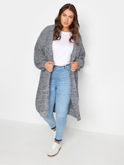 Yours Curve Blue Hooded Longline Cardigan - Image 2 of 4