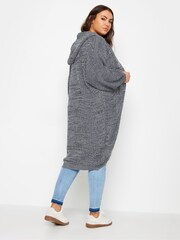 Yours Curve Blue Hooded Longline Cardigan - Image 3 of 4