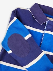 JoJo Maman Bébé Blue Boys' Stripe Rugby Top - Image 3 of 3