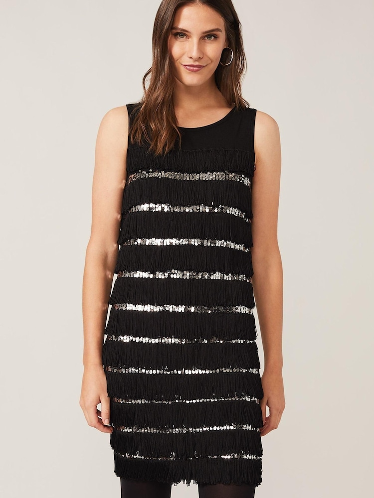 Phase Eight Black Sequin Fringe Sofianne Dress - Image 1 of 6