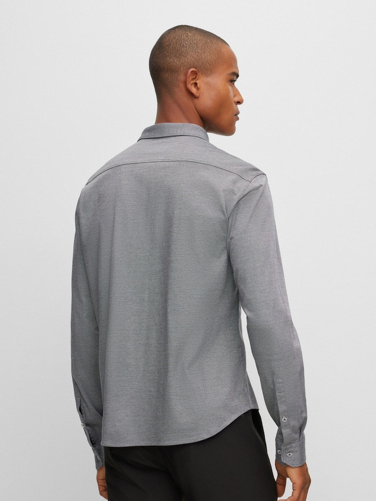BOSS Blue Biado Button Down Collar Long Sleeve Shirt - Image 2 of 6 BOSS Blue Biado Button Down Collar Long Sleeve Shirt - Image 2 of 6