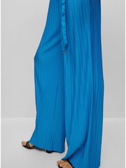 BOSS Blue Edacria Pleated V Neck Long Sleeve Jumpsuit - Image 4 of 5