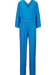BOSS Blue Edacria Pleated V Neck Long Sleeve Jumpsuit - Image 5 of 5