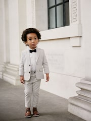 Neutral Blazer Shirt Trousers And Bow Tie Set With Linen (3mths-9yrs) - Image 1 of 10