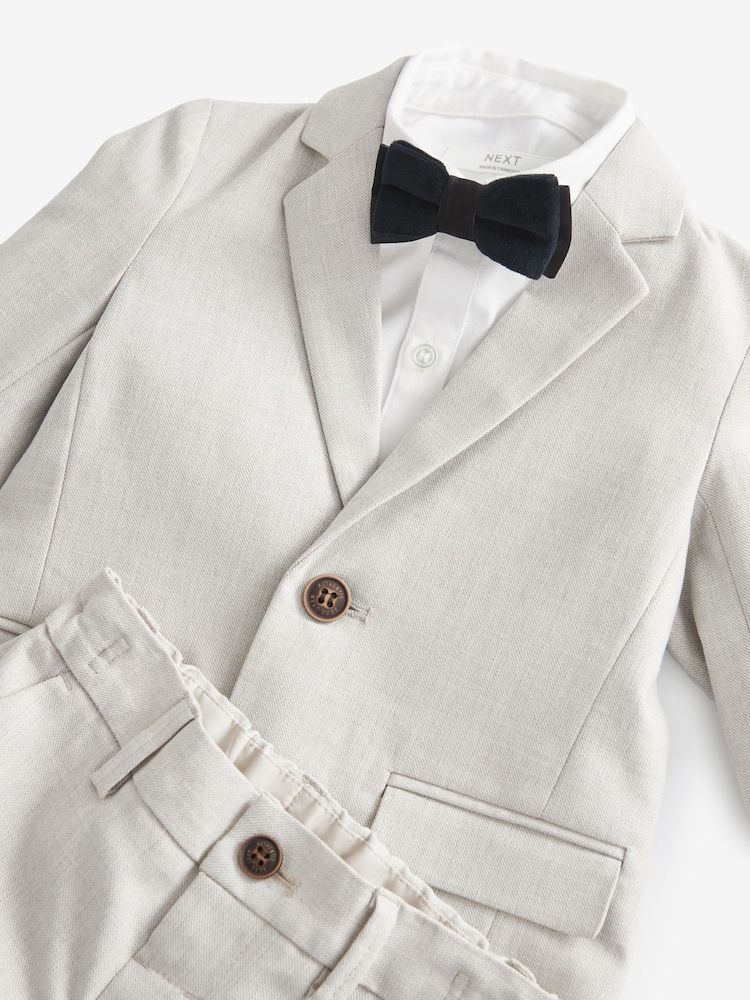 Neutral Blazer Shirt Trousers And Bow Tie Set With Linen (3mths-9yrs) - Image 10 of 10