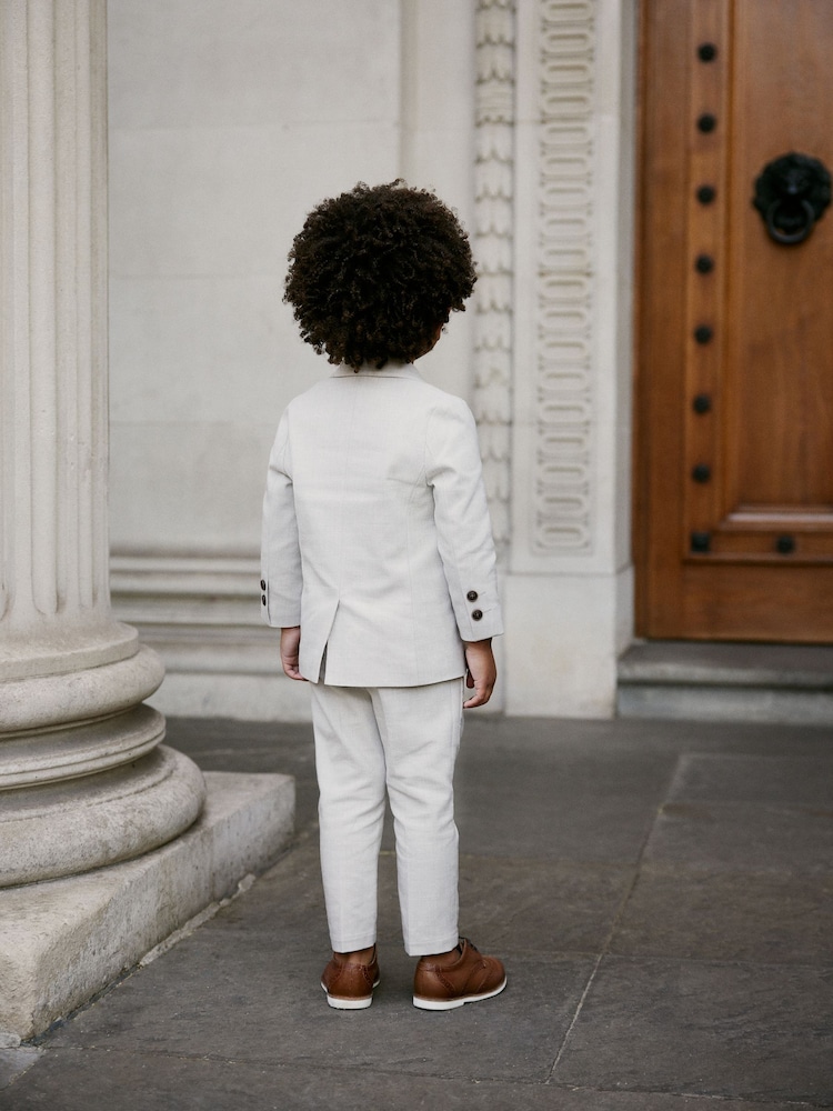 neutre - Ensemble blazer, chemise, pantalon et nœud papillon en lin (3mths-9yrs) - Image 3 of 10