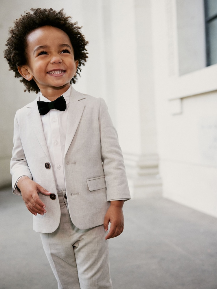 neutre - Ensemble blazer, chemise, pantalon et nœud papillon en lin (3mths-9yrs) - Image 4 of 10