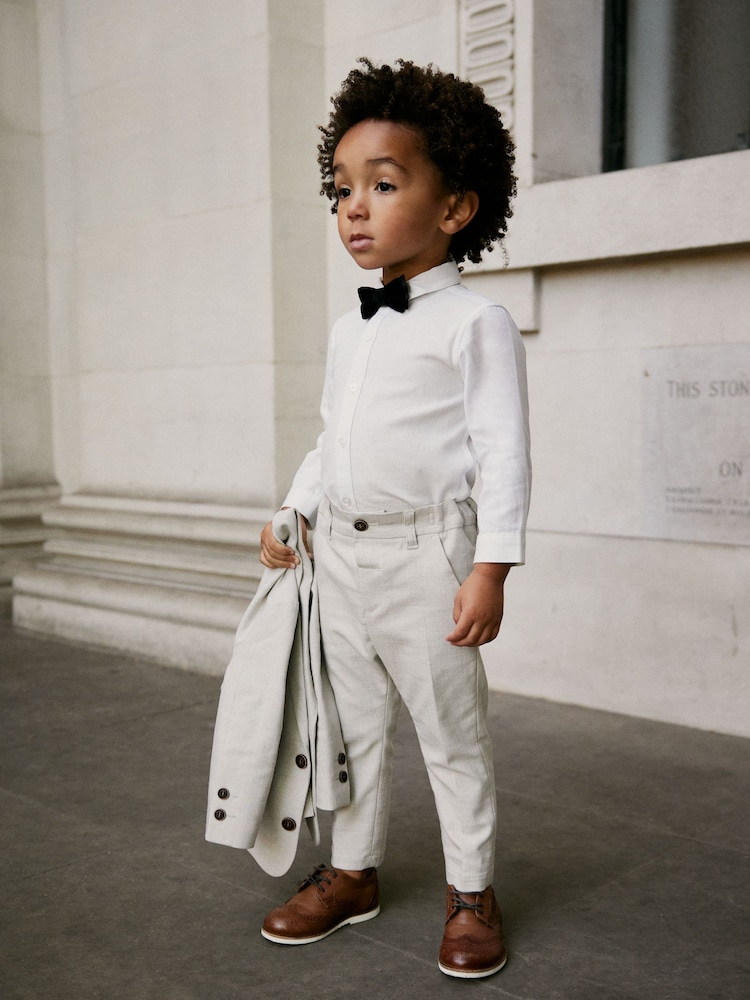 neutre - Ensemble blazer, chemise, pantalon et nœud papillon en lin (3mths-9yrs) - Image 7 of 10