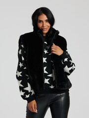South Beach Black Faux Fur Gilet - Image 1 of 6