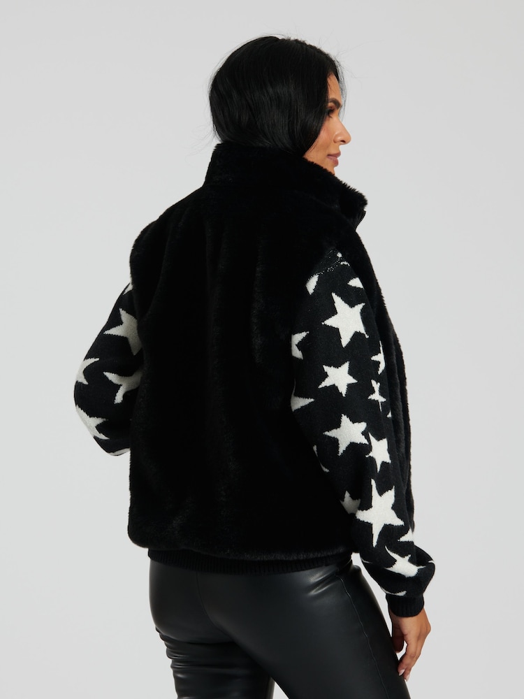 South Beach Black Faux Fur Gilet - Image 2 of 6