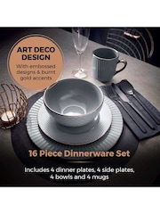 Tower 16 Piece Grey Dinnerware Set - Image 3 of 8