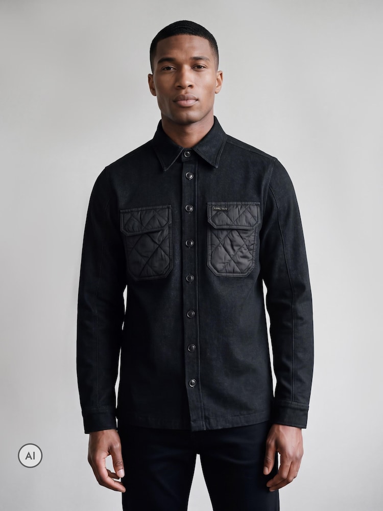 Luke 1977 Black Down Overshirt - Image 1 of 7