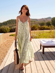 Green Animal Maxi Summer Dress - Image 2 of 9