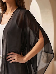 Roman Black Longline Chiffon Cover-Up - Image 4 of 4