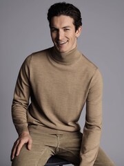 Charles Tyrwhitt Natural Pure Merino Roll Neck Jumper - Image 1 of 6