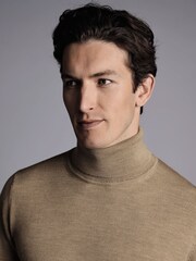 Charles Tyrwhitt Natural Pure Merino Roll Neck Jumper - Image 3 of 6