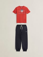 Κόκκινο - GANT Archive Shield T-Shirt & Sweat Shorts Set - Εικόνα 5 από 7