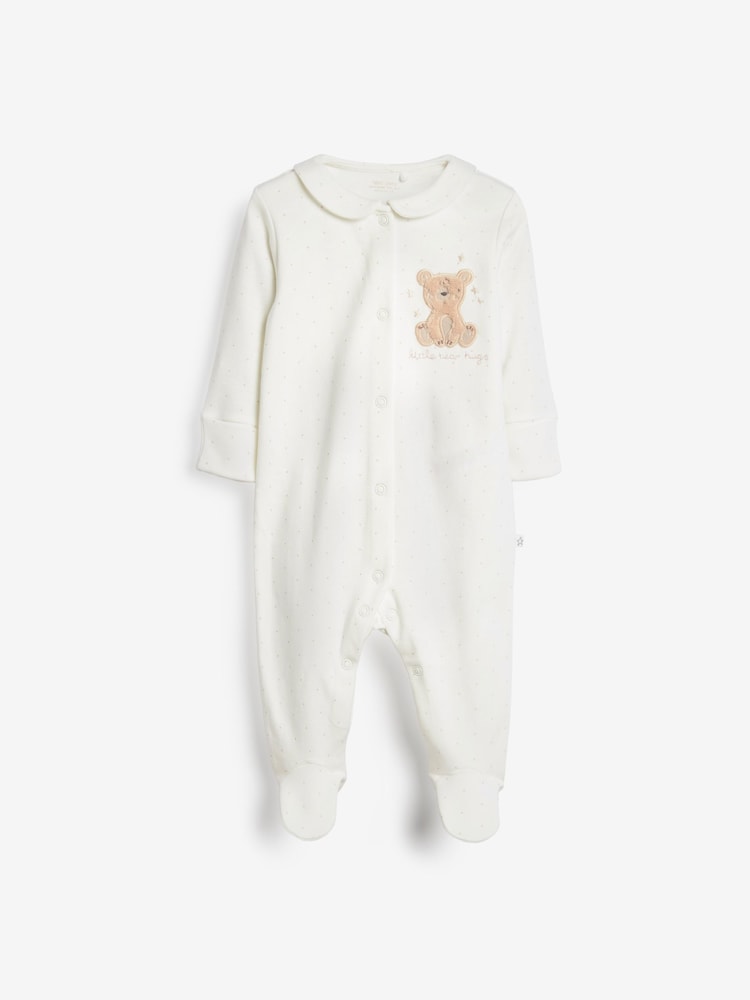 Tan Bear Delicate Appliqué Baby Sleepsuits 3 Pack (0-12mths) - Image 1 of 1