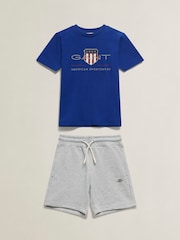 Navy Blå - GANT Archive Shield T-Shirt & Sweat Shorts Set - Bilde 1 av 3