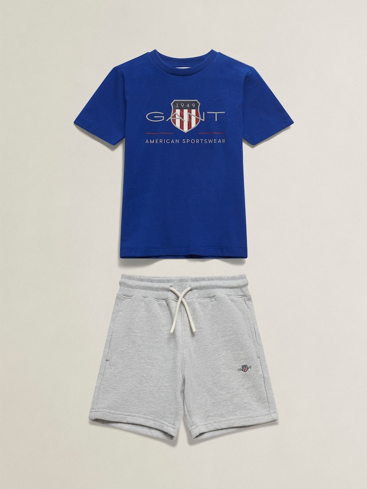 Navy Blå - GANT Archive Shield T-Shirt & Sweat Shorts Set - Bilde 1 av 3