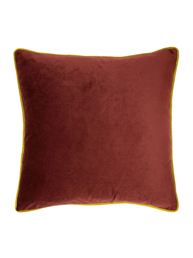 furn. Burgundy Red/Gold Forest Fauna Embroidered Polyester Filled Cushion - Image 3 of 6